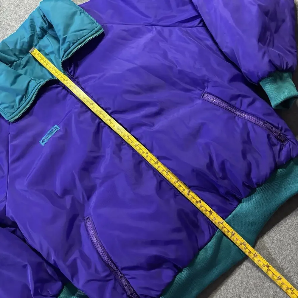 Vtg 90s Columbia Reversible Puffer Jacket Women’s Medium Purple Teal Ski Bomber